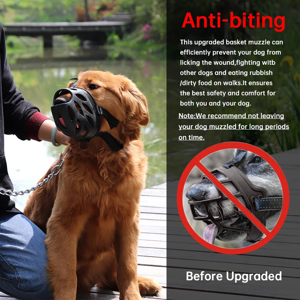 Soft Rubber Dog Muzzle – Anti-Bite, No-Bark Training Mask for All Breeds - Happy Tail Center