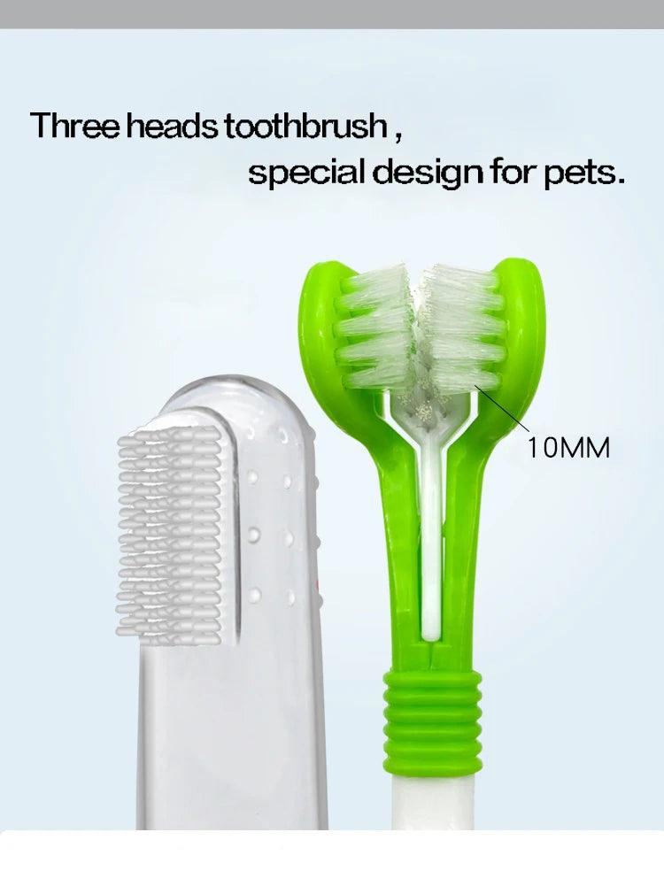 Dental Care Three Heads Dog Toothbrush | Keep Your Pet's Smile Bright - Happy Tail Center