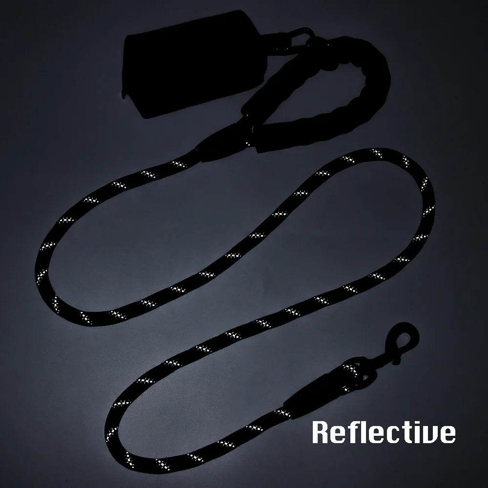 Durable Dog Leash with Poop Bag Dispenser | Reflective Material for Nighttime Safety - Happy Tail Center