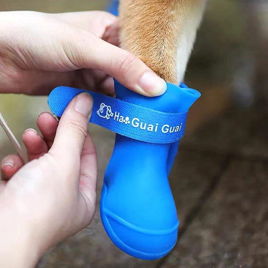 Dog Rain Shoes 4pcs/set Silicone Antiskid Boots | Protect Your Pet's Paws - Happy Tail Center