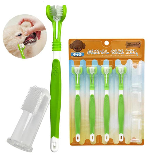 Dental Care Three Heads Dog Toothbrush | Keep Your Pet's Smile Bright - Happy Tail Center