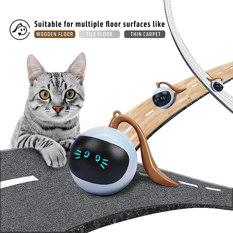 Smart Interactive Cat Toy – Dynamic LED Self-Rotating Ball - Happy Tail Center