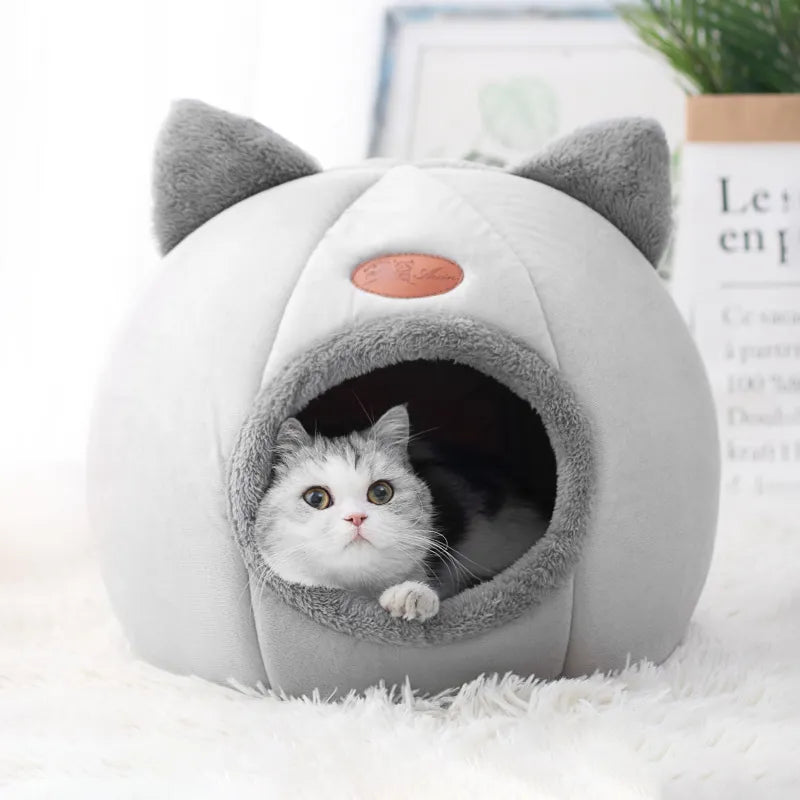 Cozy Cave Nest Cat Bed - Deep Sleep Comfort for Small Dogs and Cats