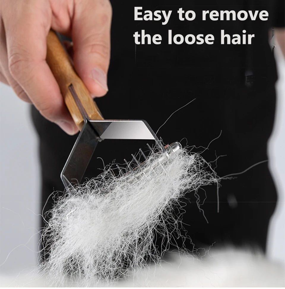 Deshedding Brush and Dematting Comb | Stainless Steel Pet Grooming Tool - Happy Tail Center