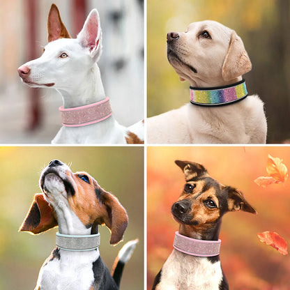 Bling Rhinestone Dog Collar - Wide Reflective Crystal Necklace for Small & Large Dogs - Happy Tail Center (View 11)