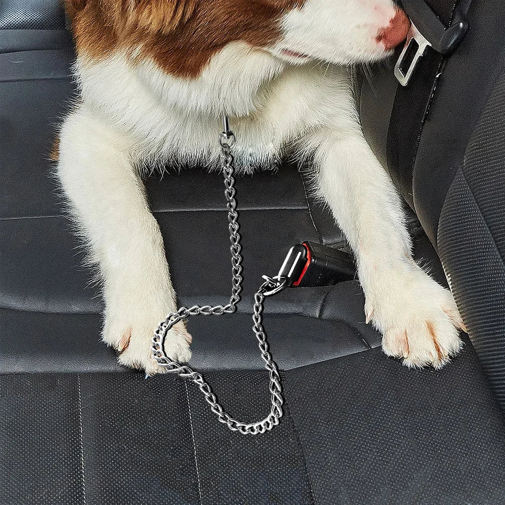 Metal Pet Safety Seat Belt – Durable Stainless Steel Dog Cat Car Seat Belt - Happy Tail Center