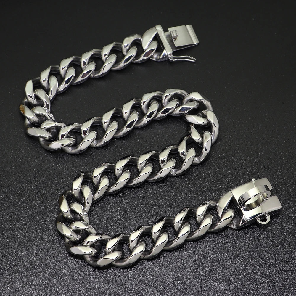 304 Stainless Steel Dog Chain Collar and Leash Set - Super Strong Metal Collar in Silver and Gold - Ideal for Party Shows - Happy Tail Center