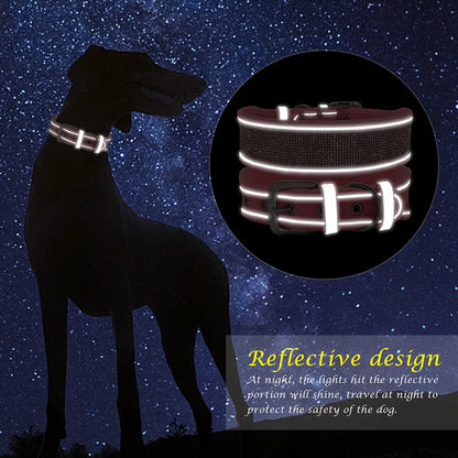 Bling Rhinestone Dog Collar - Wide Reflective Crystal Necklace for Small & Large Dogs - Happy Tail Center (View 3)