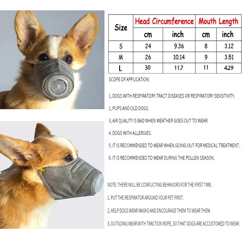 3pcs Dog Soft Face Mask Set | Cotton Anti-Dust & Pollution Protection - Happy Tail Center