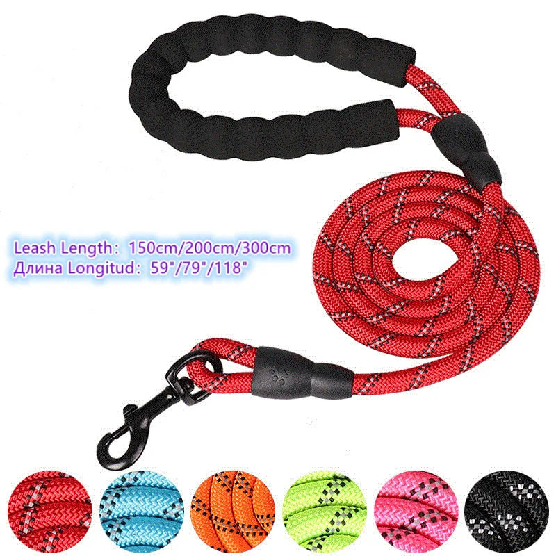 Reflective Strong Dog Leash – 150/200/300cm for Small, Medium, and Large Dogs - Happy Tail Center