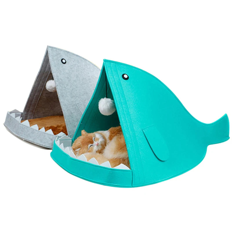 Shark Shape Pet Bed House | Make a Splash with Your Pet's Cozy Retreat! - Happy Tail Center