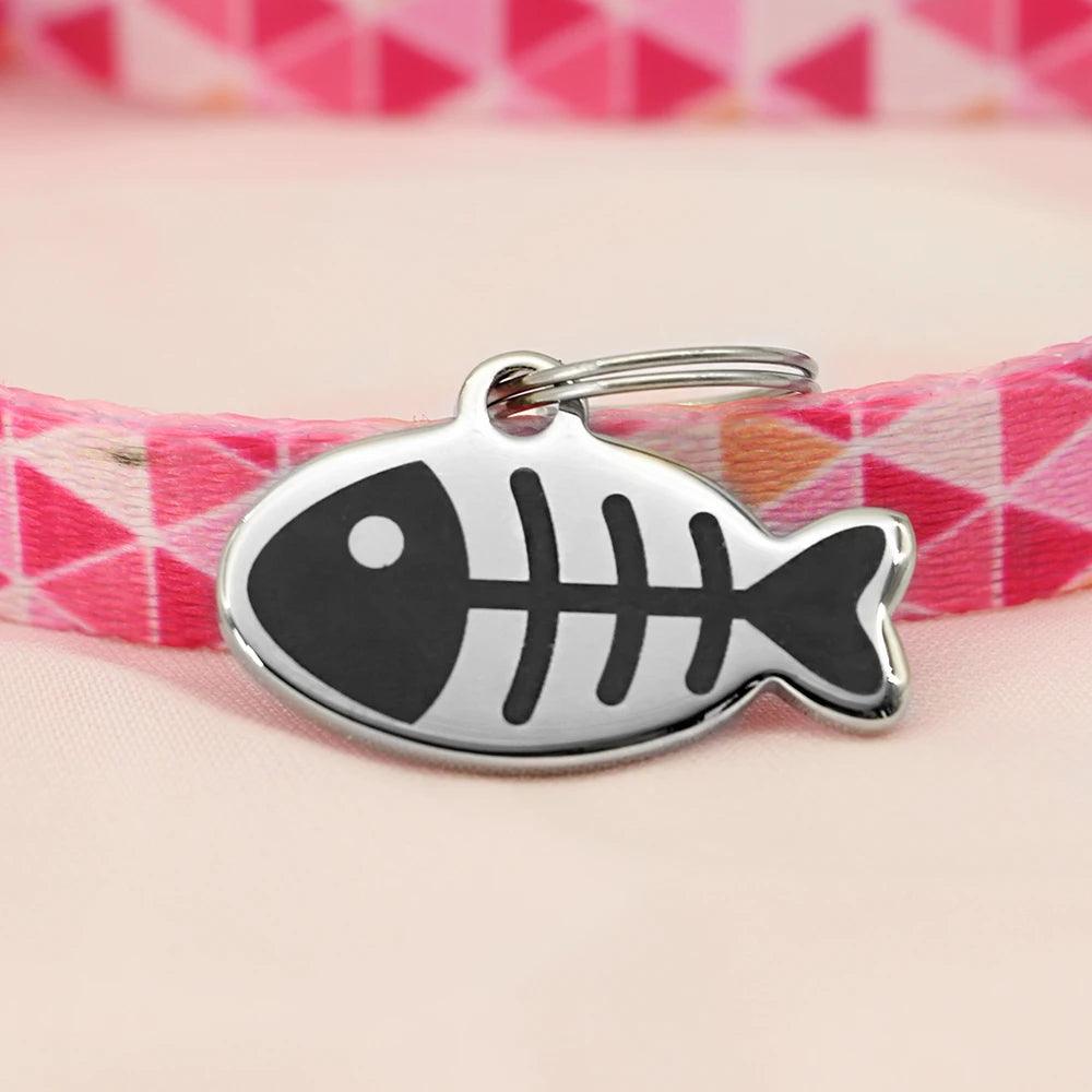 Fish-Shaped Custom Engraved Cat ID Tag | Adorable Nameplate for Kittens and Cats - Happy Tail Center