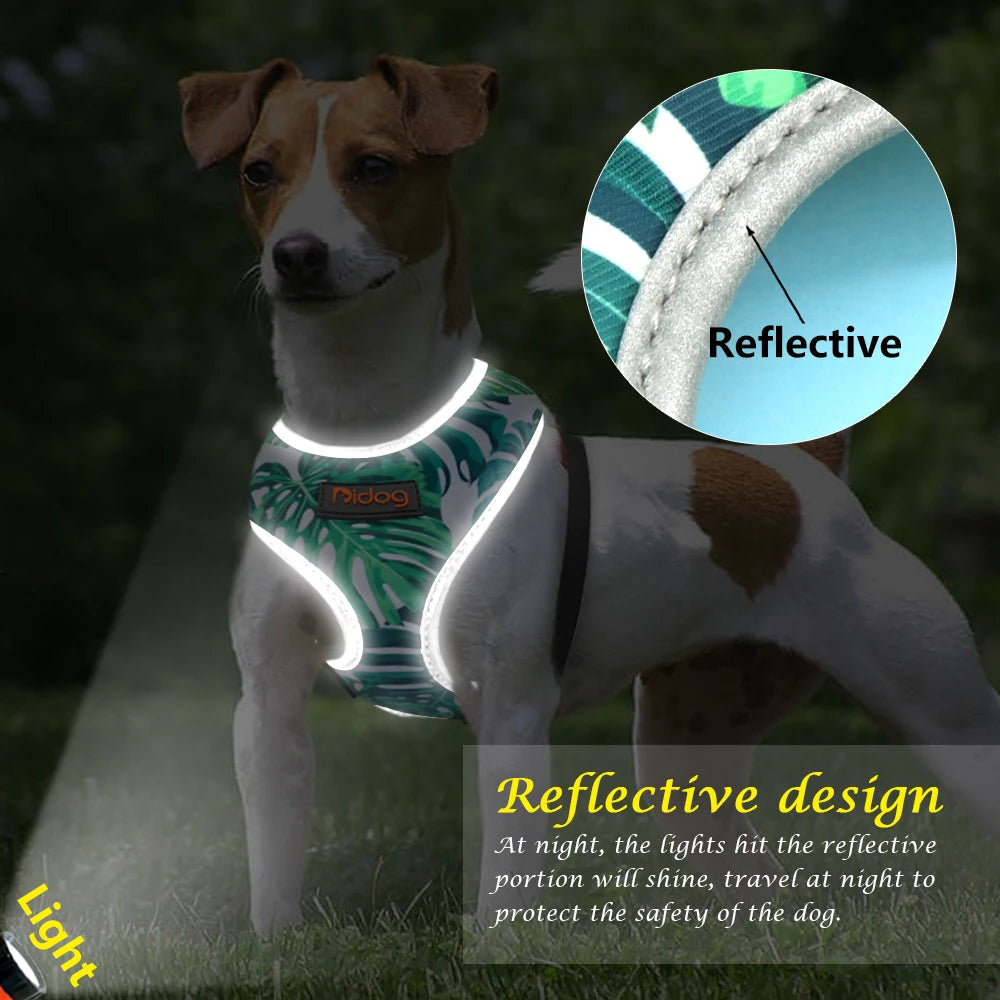 Reflective Cat Harness Leash Set - Mesh Nylon Vest Harness for Small Pets - Includes Printed Pet Lead Rope - Happy Tail Center