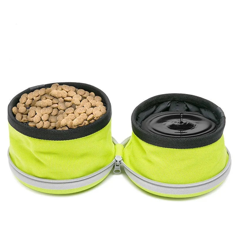 Collapsible Double Dog Bowl | Convenient Travel Companion for Your Pet - Happy Tail Center