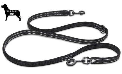 7-in-1 Multi-Function Adjustable Dog Lead: Hands-Free Reflective Leash for Two Dogs - View 15 - Happy Tail Center
