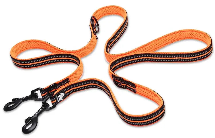 7-in-1 Multi-Function Adjustable Dog Lead | Hands-Free Reflective Pet Training Leash for Walking Two Dogs - Happy Tail Center