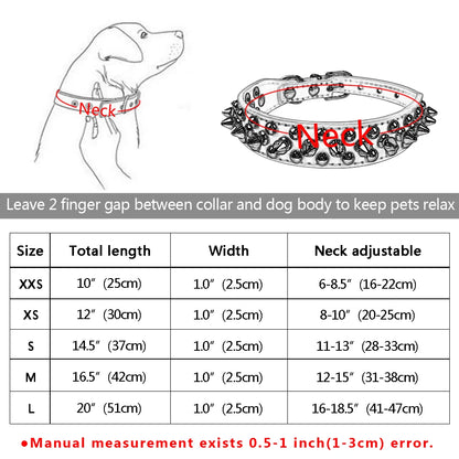 Spiked Studded Leather Collar - For Small to Medium Dogs
