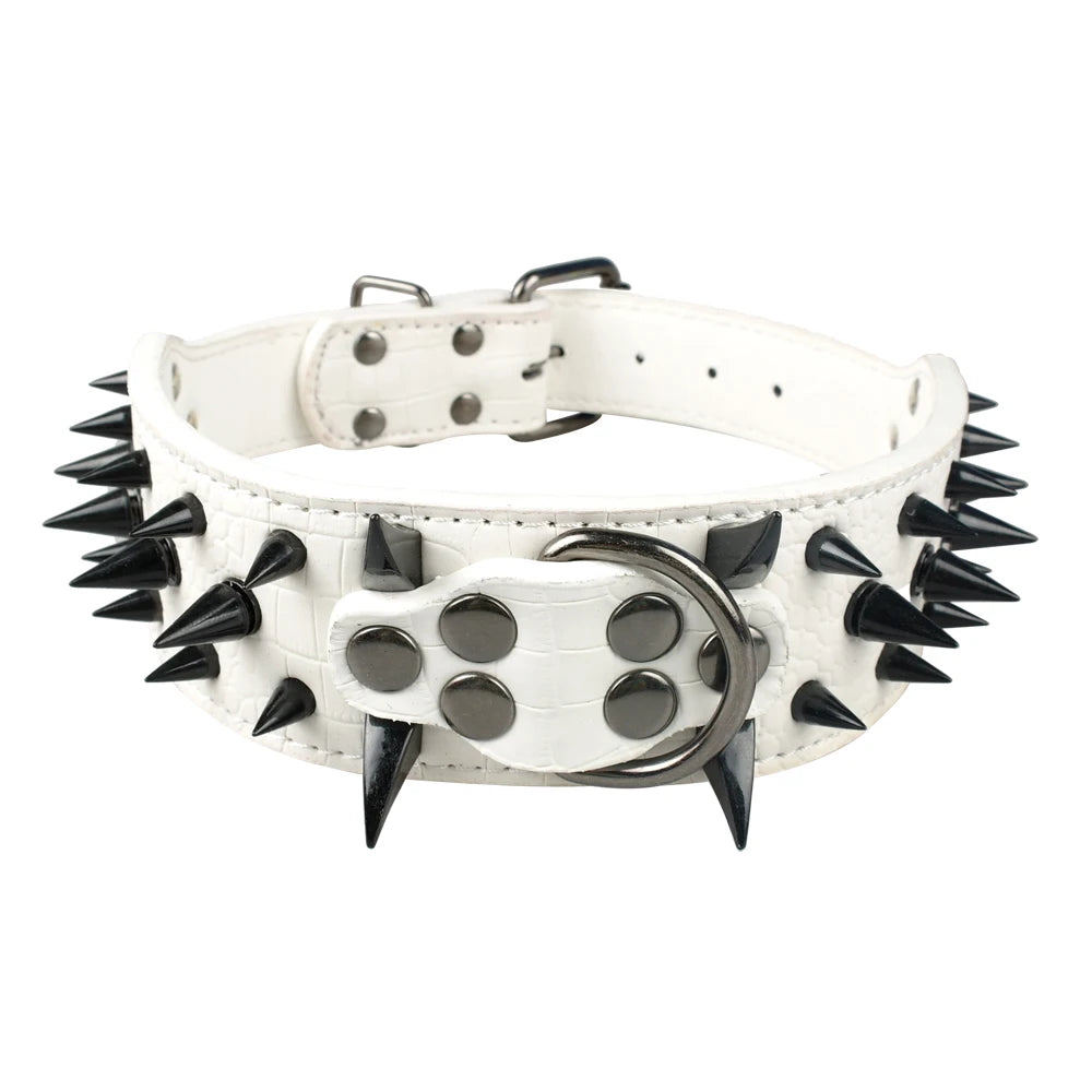 Cool Spiked Dog Collar | Studded Leather Collar for Large Dogs - Happy Tail Center