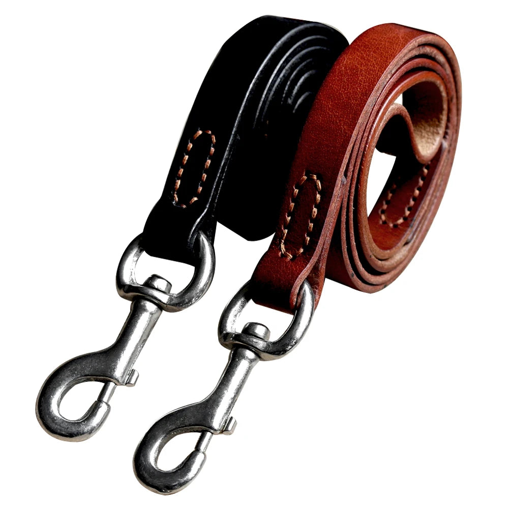 Genuine Leather Dog Leash - Durable Training Lead for Large Breeds