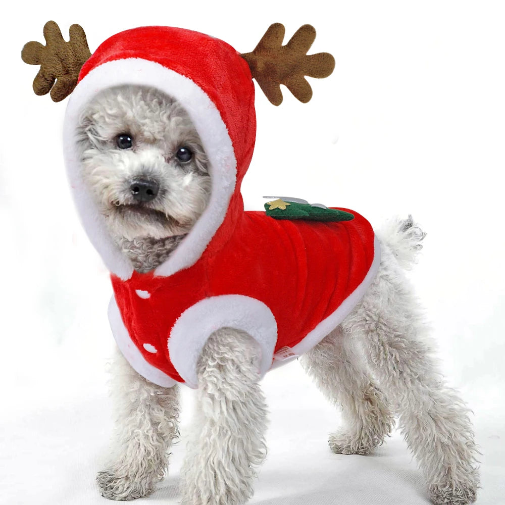 Santa Costume Christmas Dog Clothes for Small Breeds