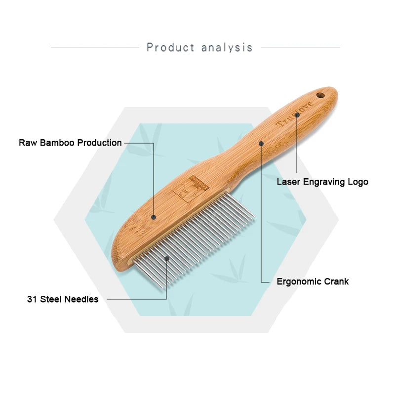 Pet Comb with Steel Needles and Ergonomic Handle - Happy Tail Center