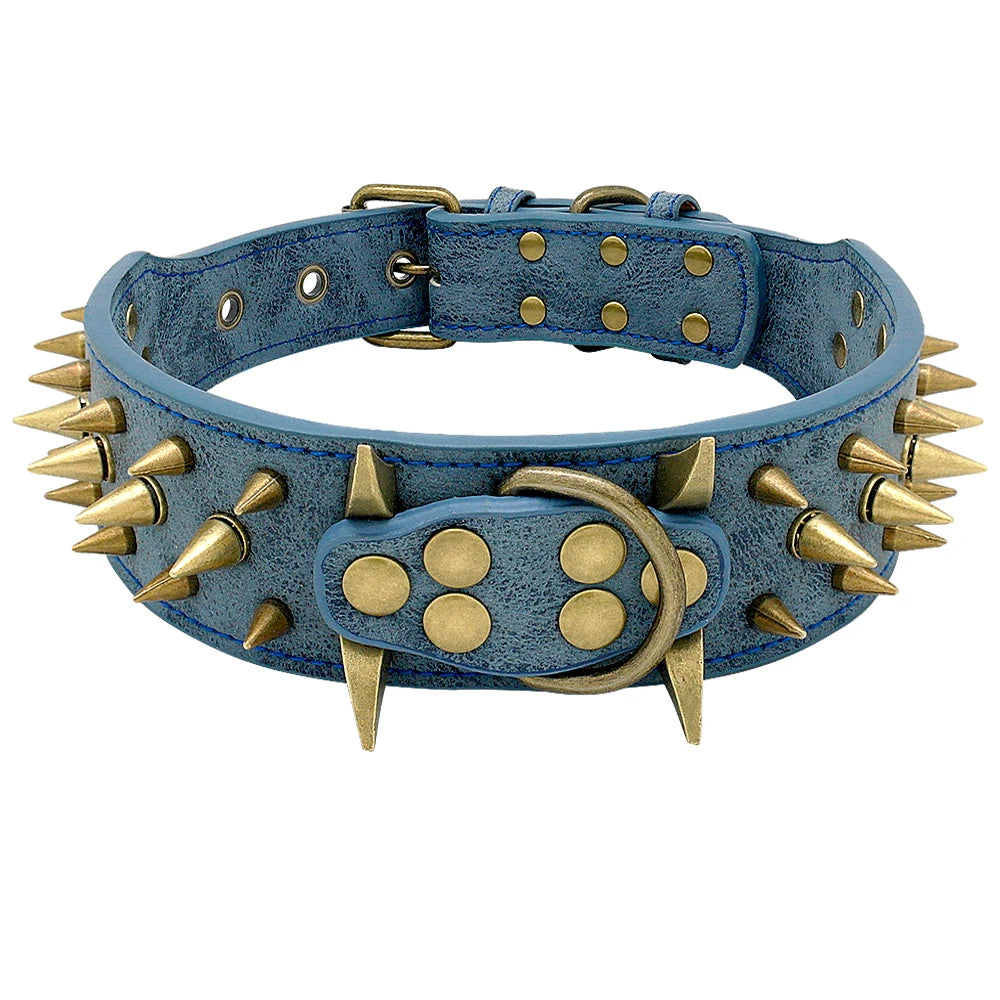 Cool Spiked Dog Collar | Studded Leather Collar for Large Dogs - Happy Tail Center