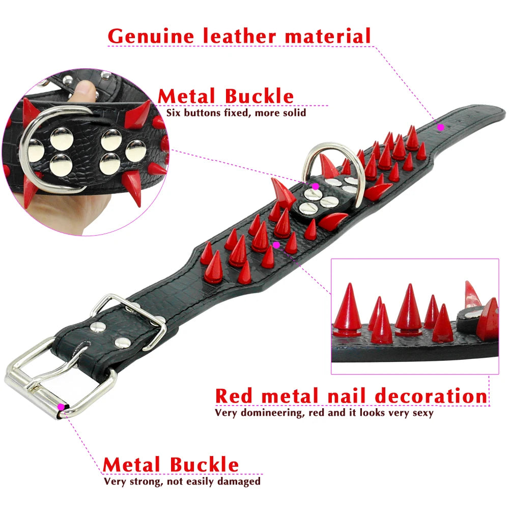 Cool Spiked Dog Collar | Studded Leather Collar for Large Dogs - Happy Tail Center