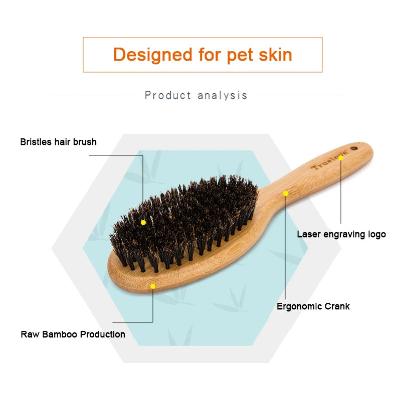 Natural Bamboo Bristle Hair Brush – Gentle Grooming for Cats and Dogs - Happy Tail Center