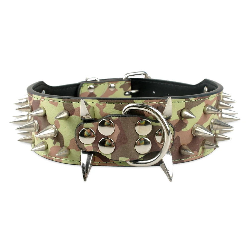 Cool Spiked Dog Collar | Studded Leather Collar for Large Dogs - Happy Tail Center