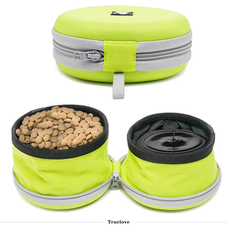 Collapsible Double Dog Bowl | Convenient Travel Companion for Your Pet - Happy Tail Center