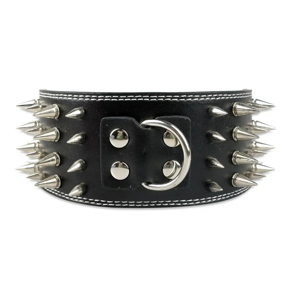 BoldGuard Spiked Leather Dog Collar | Robust Style and Protection for Large Breeds - Happy Tail Center