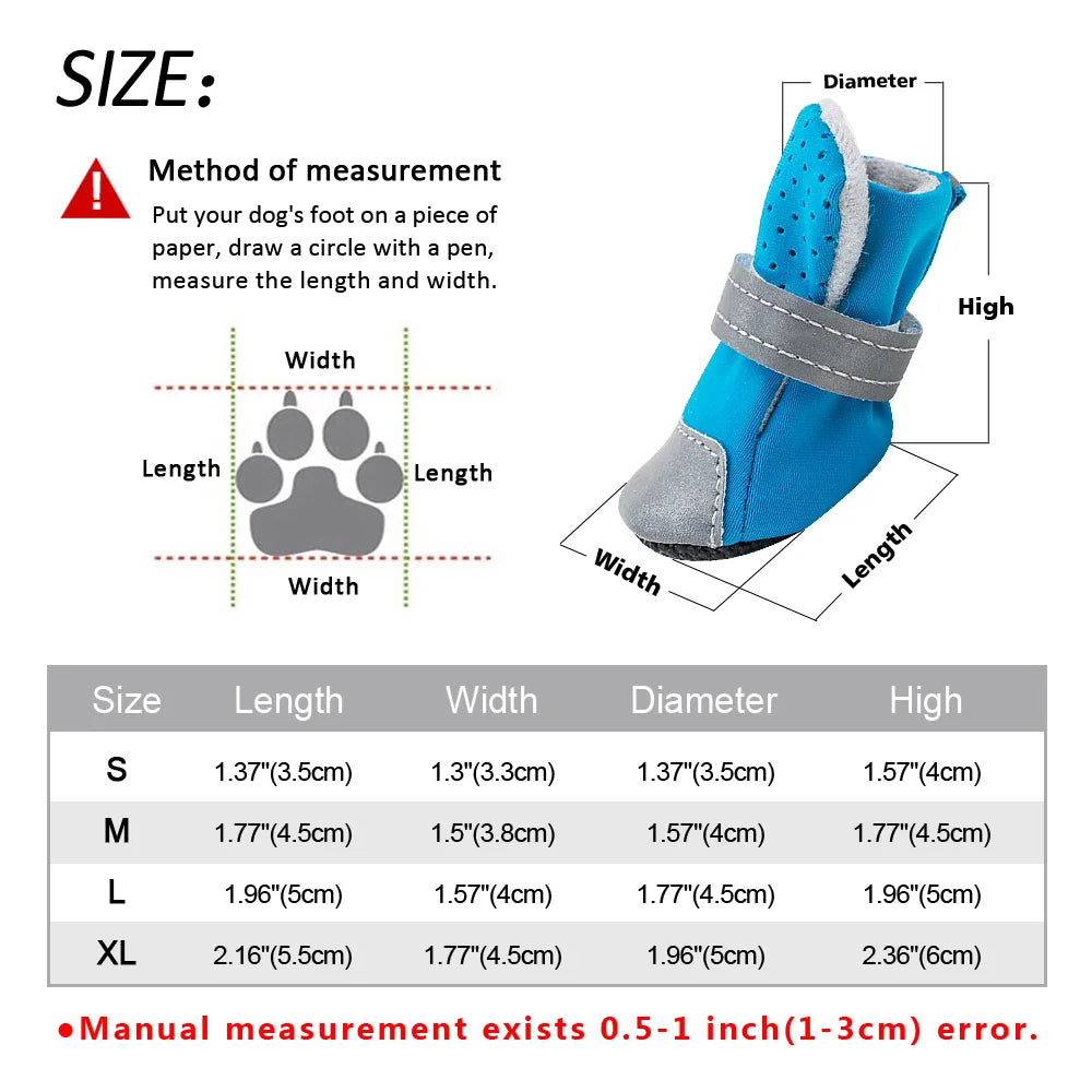 Waterproof Reflective Pet Shoes - Anti-Slip Paw Protectors for Small Dogs