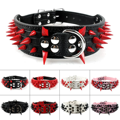 Cool Spiked Dog Collar | Studded Leather Collar for Large Dogs - Happy Tail Center
