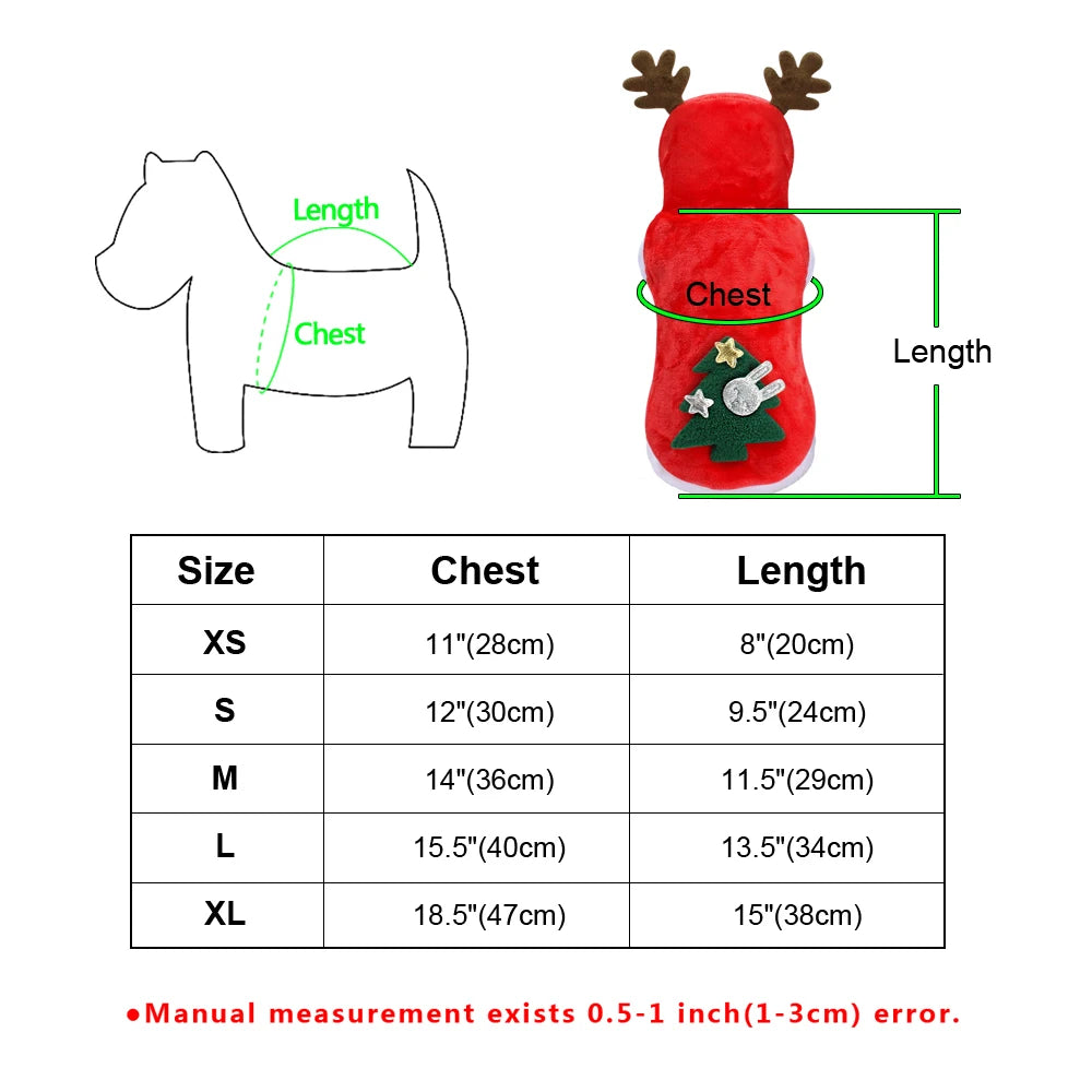 Santa Costume Christmas Dog Clothes for Small Breeds