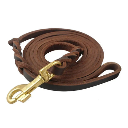 Genuine Leather Braided Dog Leash - Brown & Black for Medium Large Dogs