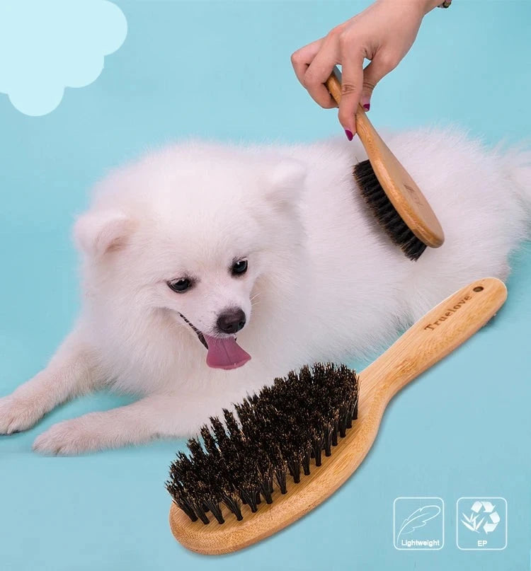 Natural Bamboo Bristle Hair Brush – Gentle Grooming for Cats and Dogs - Happy Tail Center