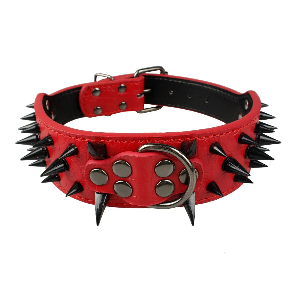 Cool Spiked Dog Collar | Studded Leather Collar for Large Dogs - Happy Tail Center