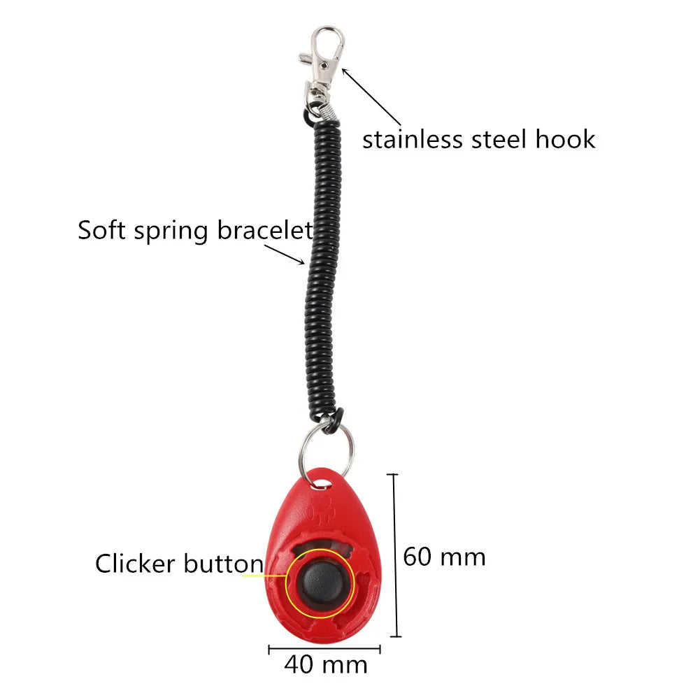 Adjustable Dog Training Clicker with Wrist Strap & Key Chain