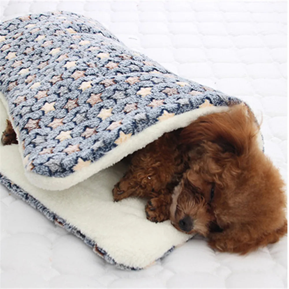 Winter Warmth Coral Fleece Blanket Bed Mat for Dogs and Cats