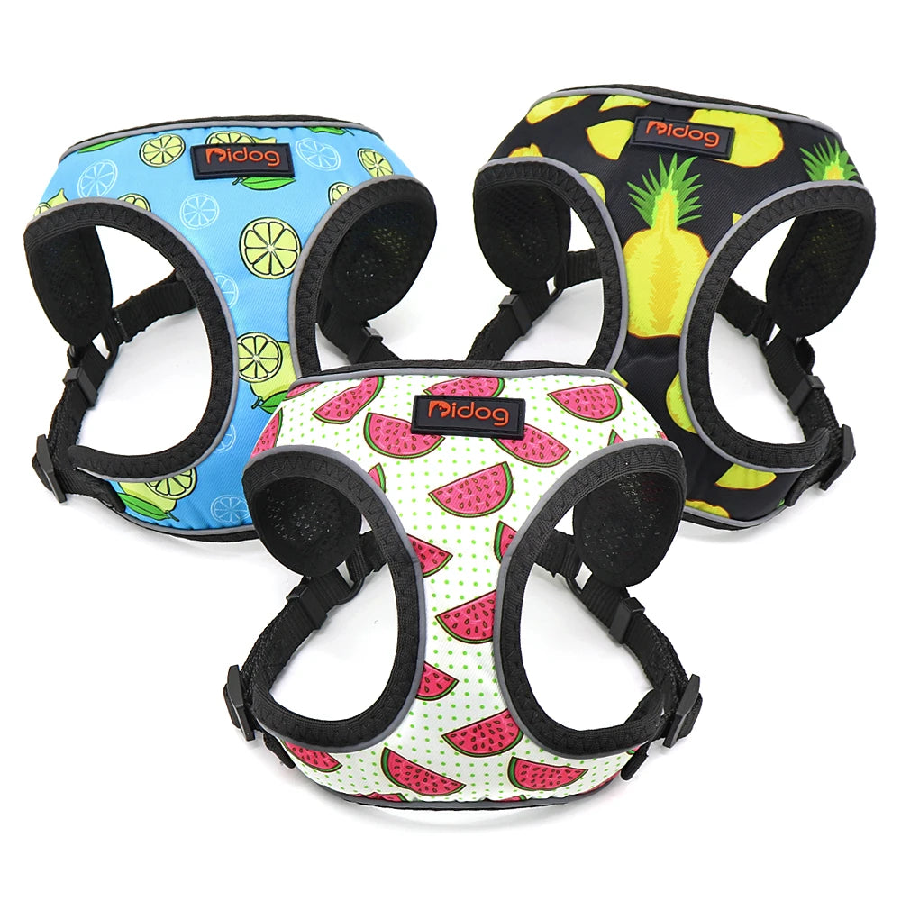 Reflective Printed Mesh Nylon Puppy Dog Harness - Ideal for Small to Medium Dogs & Cats - Happy Tail Center