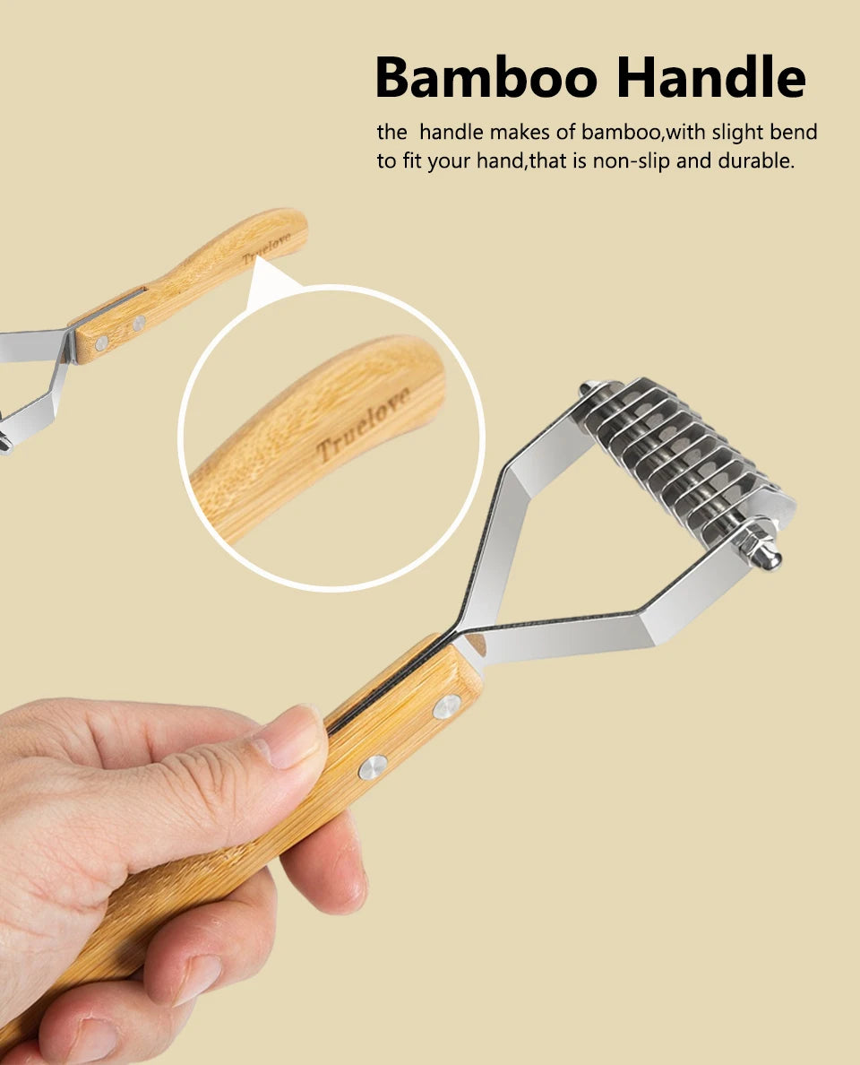 Deshedding Brush and Dematting Comb | Stainless Steel Pet Grooming Tool - Happy Tail Center