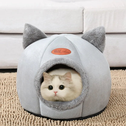 Cozy Cave Nest Cat Bed - Deep Sleep Comfort for Small Dogs and Cats - Happy Tail Center (View 2)