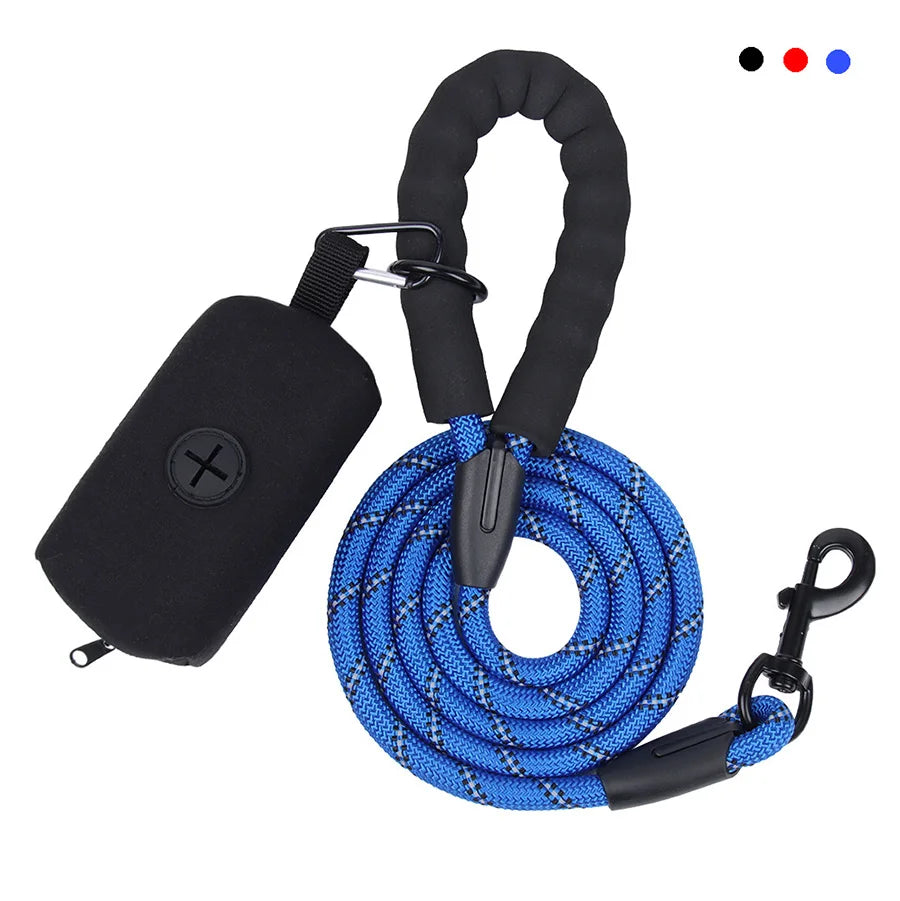 Durable Dog Leash with Poop Bag Dispenser | Reflective Material for Nighttime Safety - Happy Tail Center