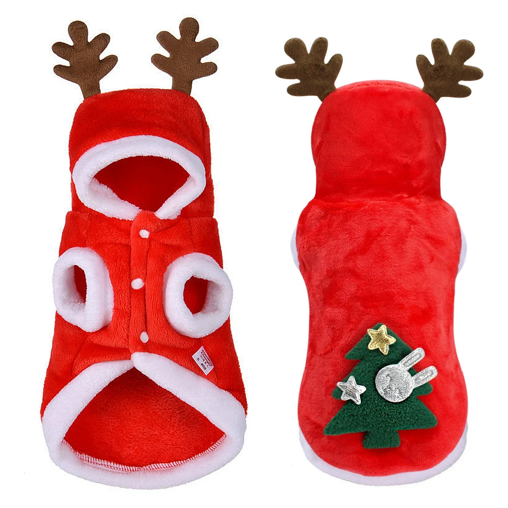 Santa Costume Christmas Dog Clothes for Small Breeds