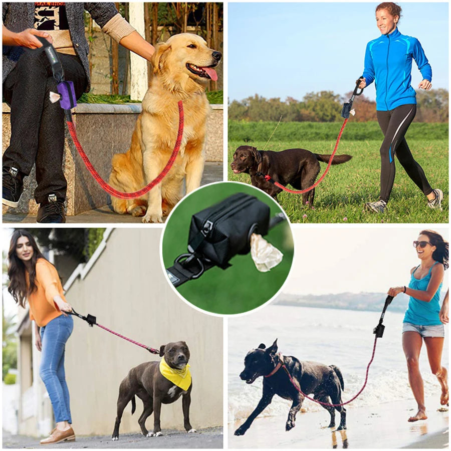 Durable Dog Leash with Poop Bag Dispenser | Reflective Material for Nighttime Safety - Happy Tail Center