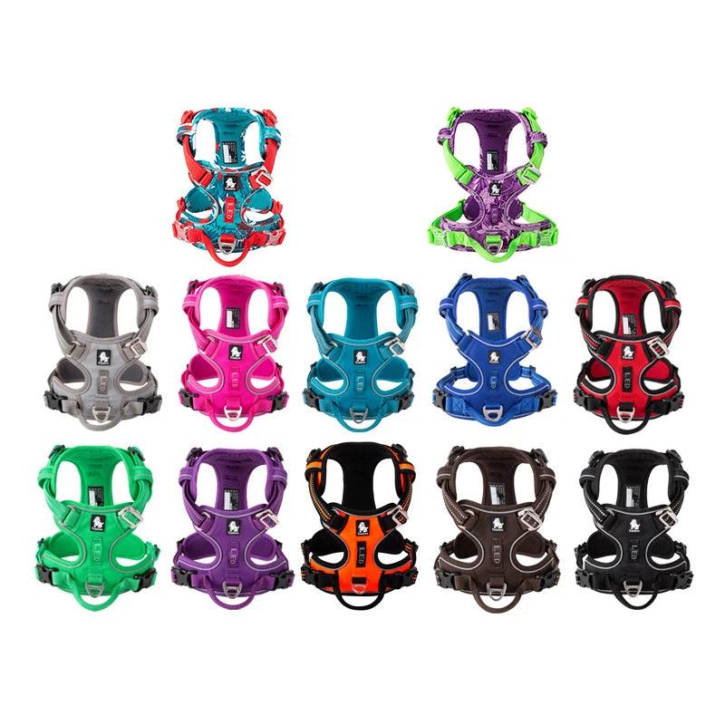 Reflective Nylon Dog Harness - No-Pull, Adjustable, Safe for Medium to Large Breeds - Happy Tail Center