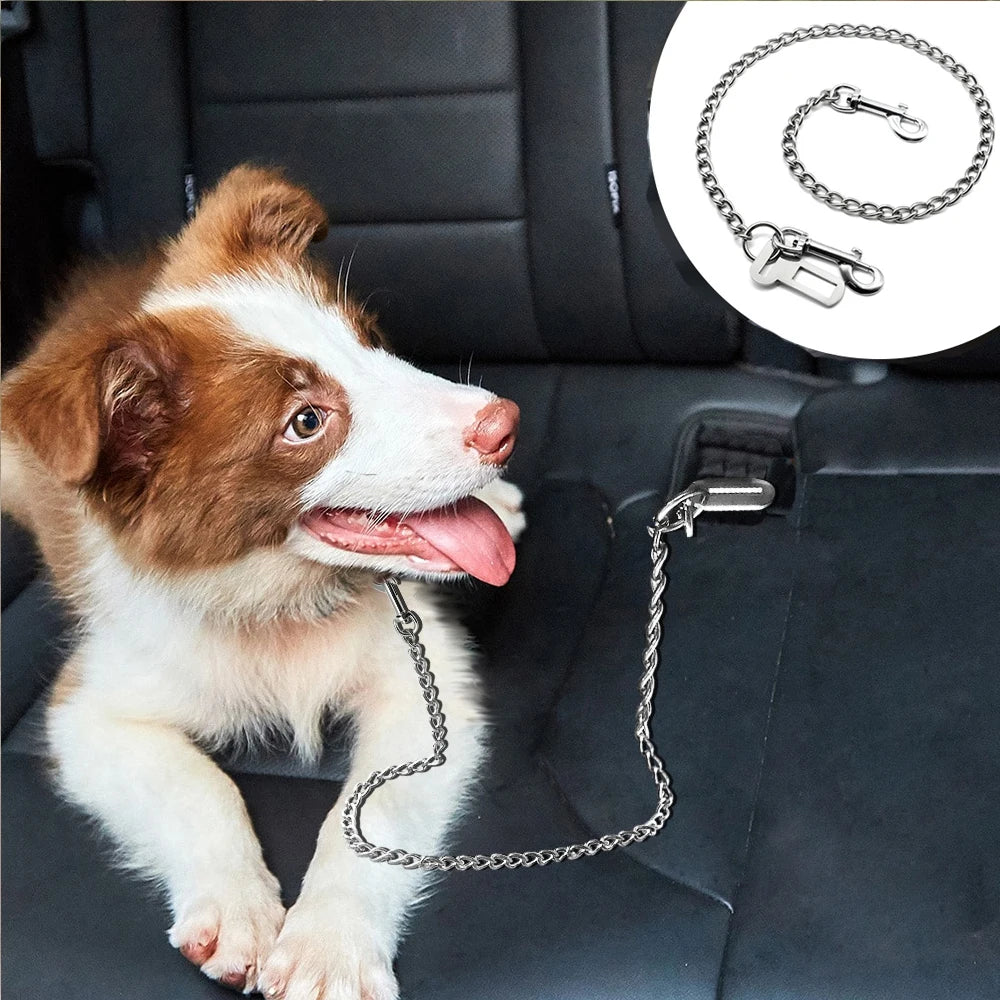 Metal Pet Safety Seat Belt – Durable Stainless Steel Dog Cat Car Seat Belt - Happy Tail Center