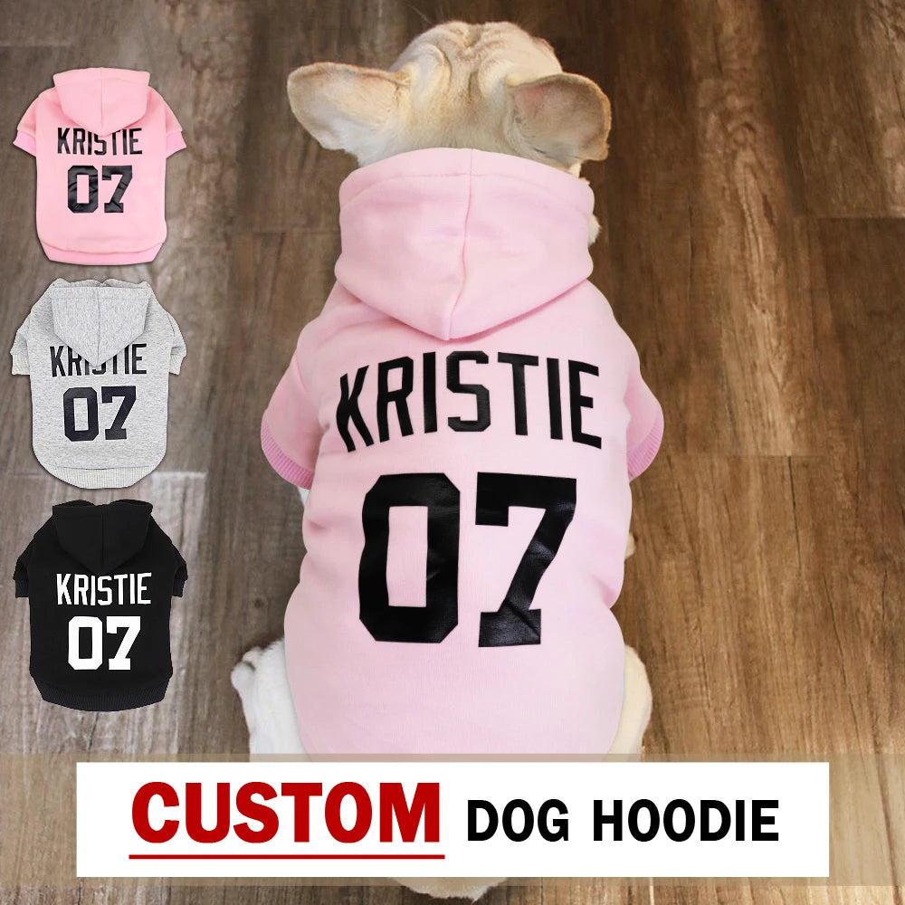 Custom Pet Dog Clothes – Name Print Hoodies for Small to Large Dogs - Happy Tail Center