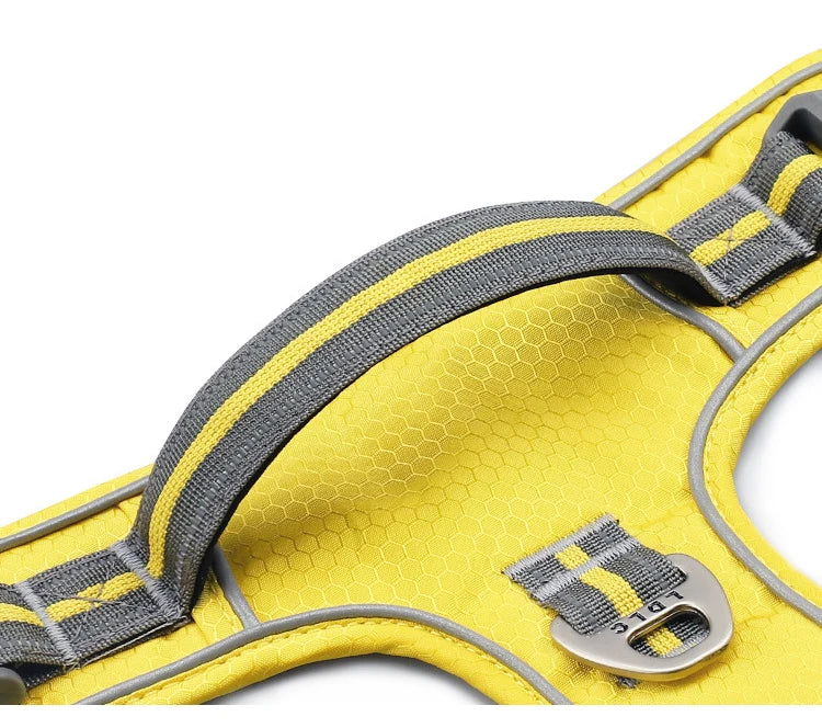 Reflective Nylon Dog Harness - Padded All-Weather Service Vest with Safety Vehicular Lead for Dogs - Happy Tail Center