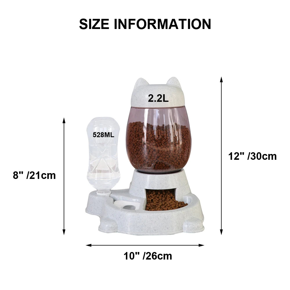 2-in-1 Cat Water and Food Feeder Dispenser – Automatic Pet Drinking and Feeding Bowl - Happy Tail Center